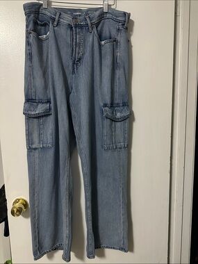 Old Navy Light Blue Wide Leg Cargo Jeans